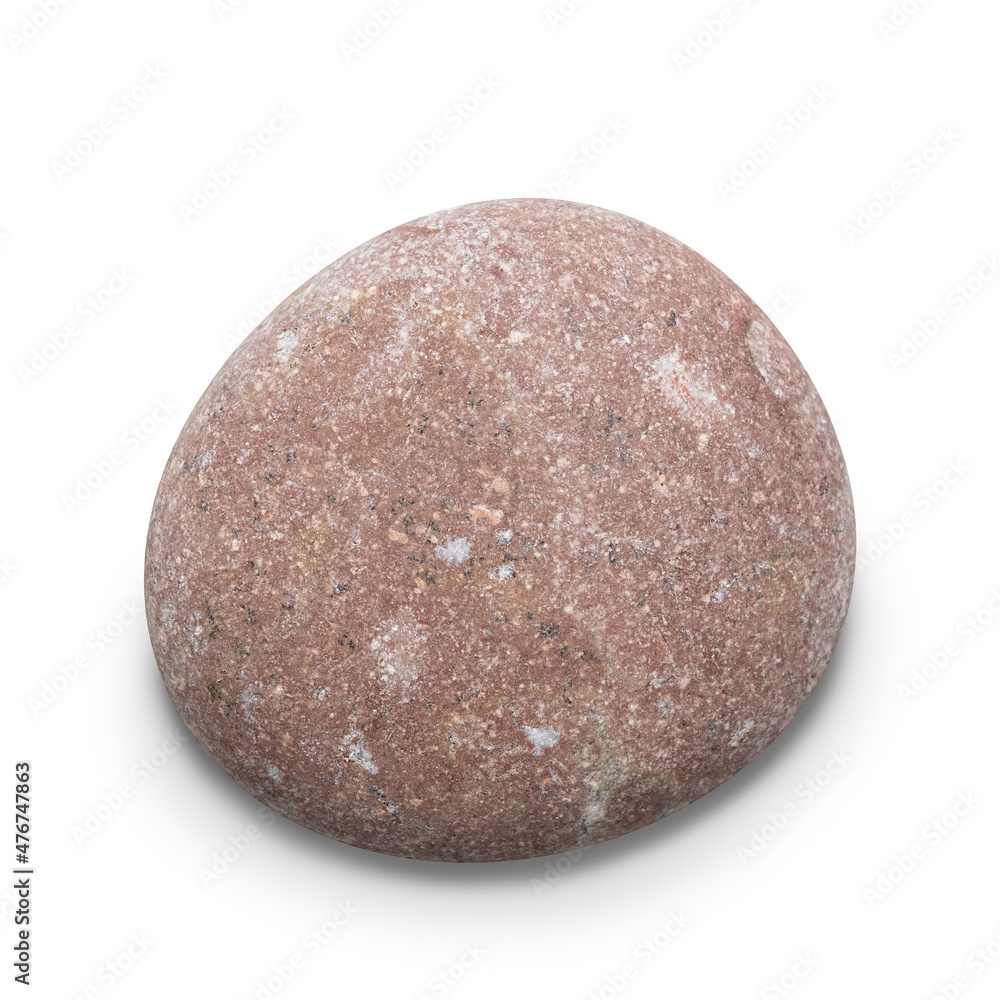 Aufkleber pebble. smooth red sea stone isolated on white background with shadows, clipping path for isolation 