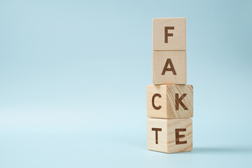 Fact or Fake concept, Wooden cube change the word