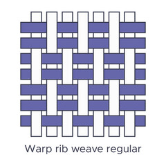 Fabric warp rib weave regular type sample. Weave samples for textile education. Collection with pictogram line fabric swatch. Vector illustration in flat icon style with editable stroke.