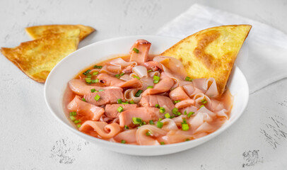 Yen Ta Fo pink noodle soup