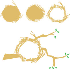 Nest Logo in Tree Branch with Options in Gold Color