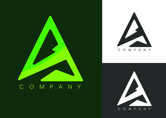 abstract logo, mountain logo, sports, modern, vector, creative business, modern, simple, elegant, green,