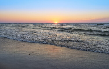 Beautiful summer sunset over Baltic sea.
