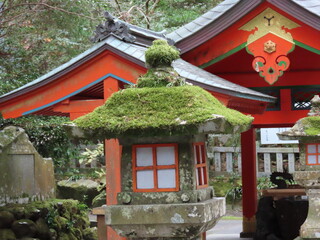 苔むした箱根神社の石灯籠