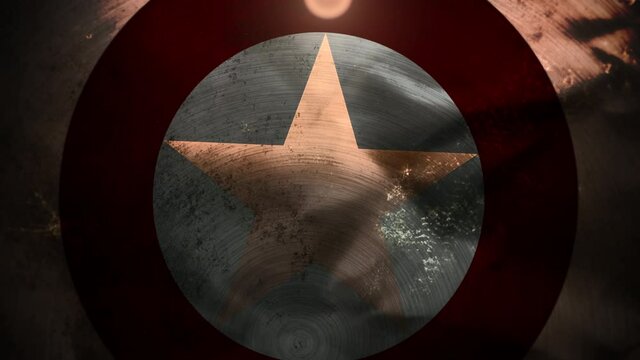 Big shield with star, abstract cinematic, movie and superhero style background