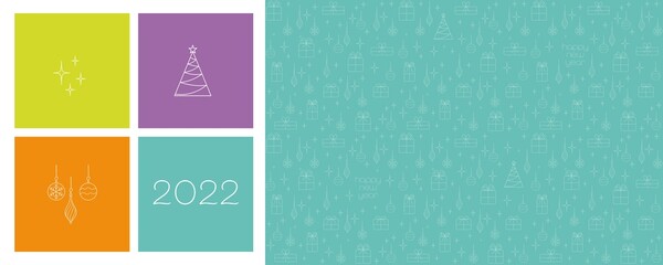 Fototapeta premium a New Year's banner in a minimalist style, a greeting card template, a place for text, a postcard with pattern elements, an elegant solution