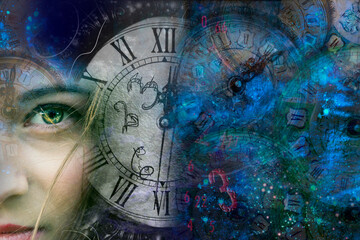 Art portrait woman space and time
