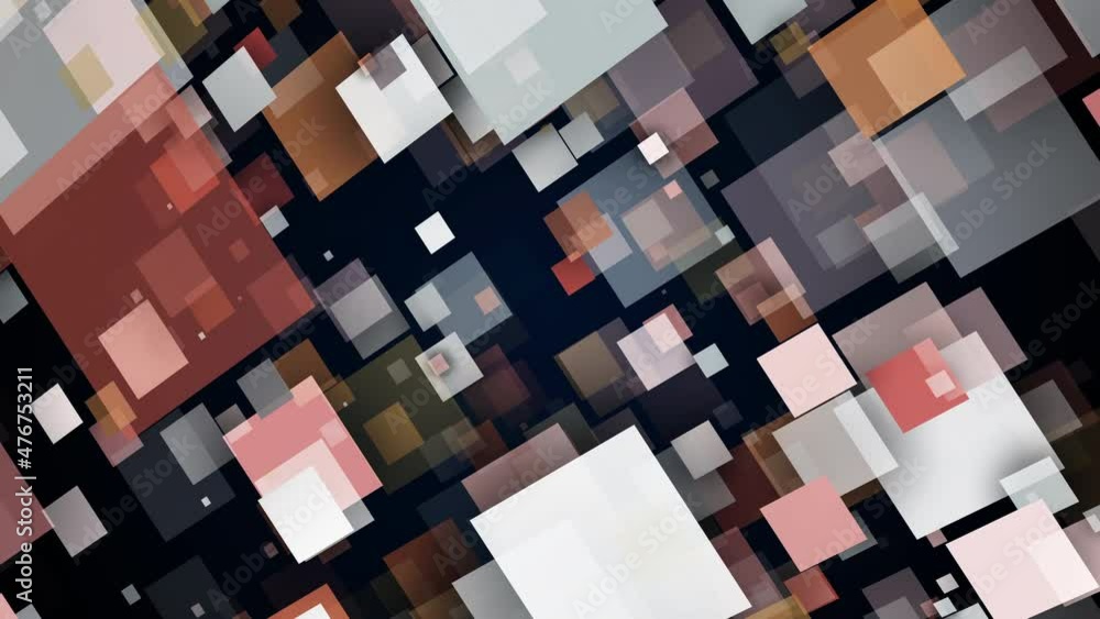 Poster quadrangular shapes in 3d render of random movement. futuristic cyber landscape with transparent geo
