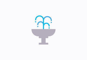Fountain vector flat icon. Isolated water fountain park emoji illustration