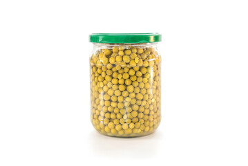 jar of peas  on white