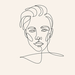 Man Portrait Line art Vector. Minimalist logo