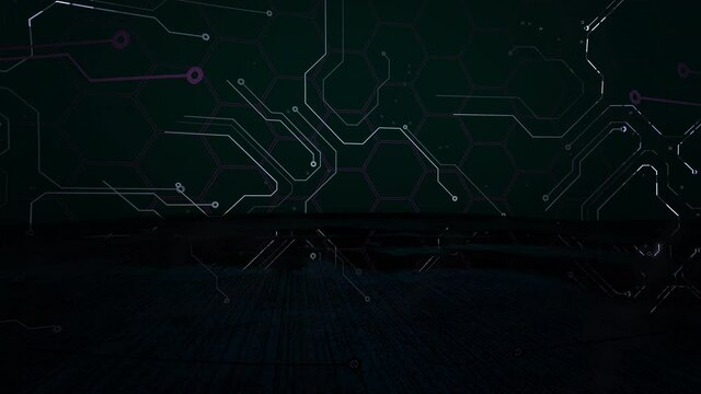 Cyberpunk matrix and computer binary code, motion abstract futuristic and cyberpunk style background
