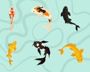Naklejka premium icons koi fishes