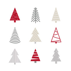 Fototapeta premium Set of Christmas trees in flate style isolated on white background