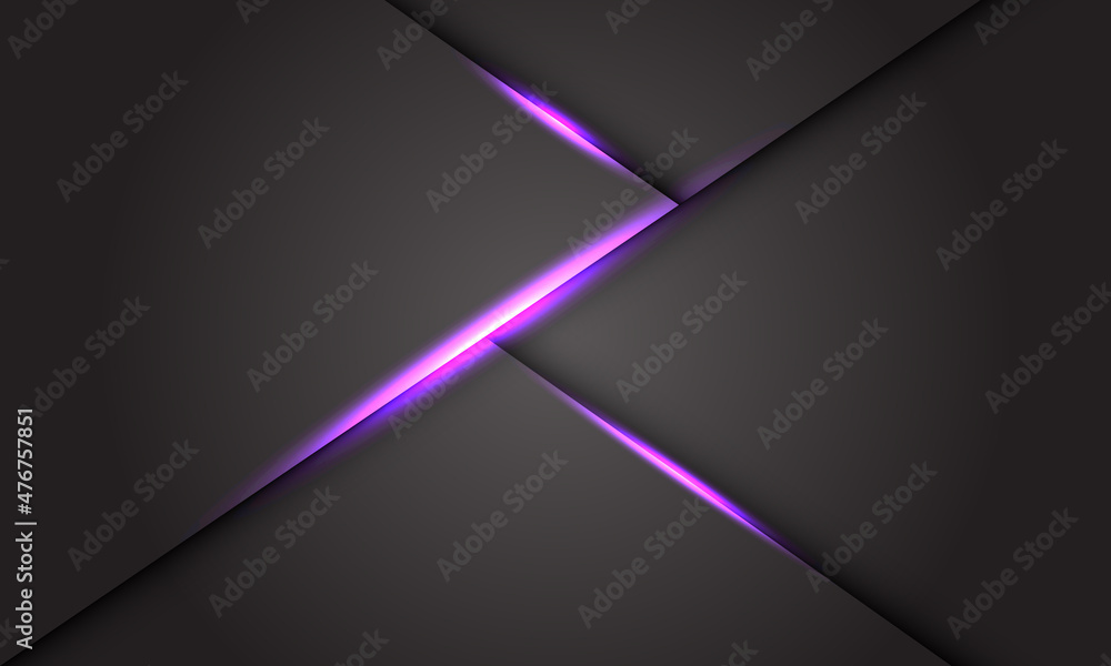 Poster Abstract violet light shadow geometric on grey metallic design modern technology futuristic background vector