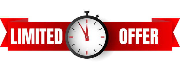 limited offer banner background with red ribbon.business vector illustration