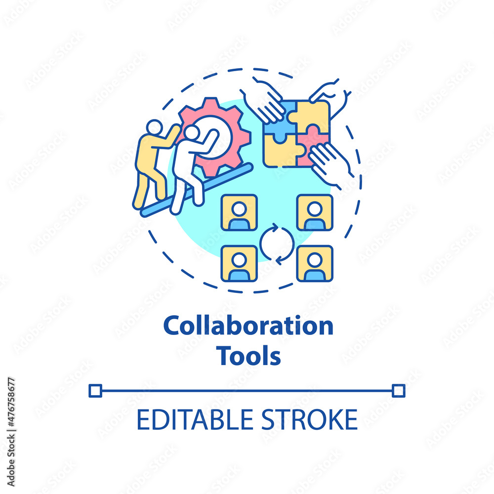 Poster collaboration tools concept icon. effective teamwork functionality abstract idea thin line illustrat
