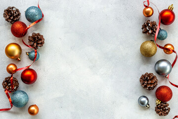 Colorful baubles decoration for Christmas and New Year background