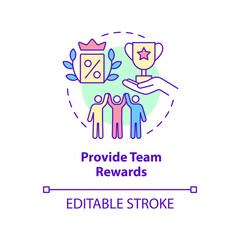 Provide team rewards concept icon. Motivation for employees abstract idea thin line illustration. Isolated outline drawing. Editable stroke. Roboto-Medium, Myriad Pro-Bold fonts used