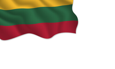 Lithuania flag waving illustration with copy space on isolated background