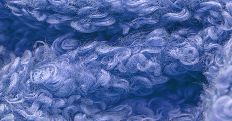Karakul artificial ram skin. Blue colour. Incredibly high-quality artificial eco-fur under a young...