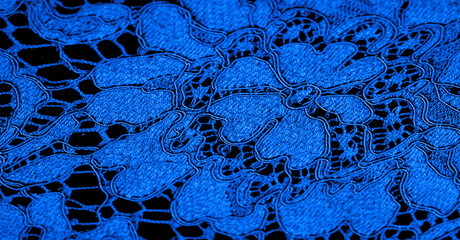 blue lace fabric, delicate embossed lace fabric, scalloped on both edges. Suitable for your...
