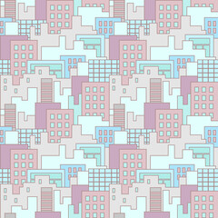 City - seamless pattern with stylize cityscape.