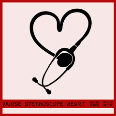 nurse stethoscope heart svg png eps pdf