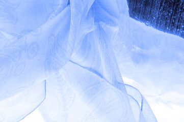 silk  cambric , cambric - very thin translucent soft mercerized fabric, blue aqua. Texture, background, pattern, sensation