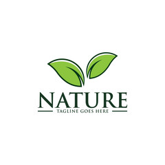 The nature leaf logo with green color can be used as a symbol, brand identity, company logo, icon, or other. Color and text can be changed according to your needs.
