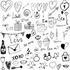 St. Valentines Day doodle set
