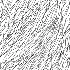Dekokissen Nahtloses Schwarz-Weiß-Muster aus Wellenstreifen auf weißem Hintergrund © Александра Уткаева