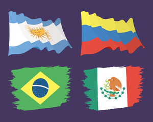 four international flags icons