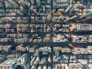 Fototapeta premium Top down view of Hong Kong city