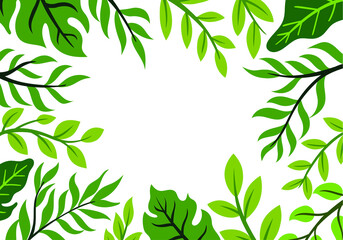the tropical frame background for nature themed copy space. green foliage illustrated as the organic border. suits for environmental, botanical, and summer design.