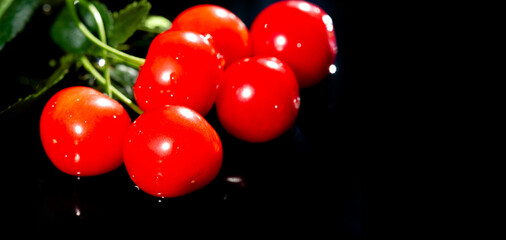 cherries, merry. cherries provide low nutrient   content per 100 g serving, as only dietary fiber and vitamin C are present in moderation,