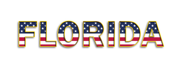 FLORIDA text whith stars and stripes flag of USA