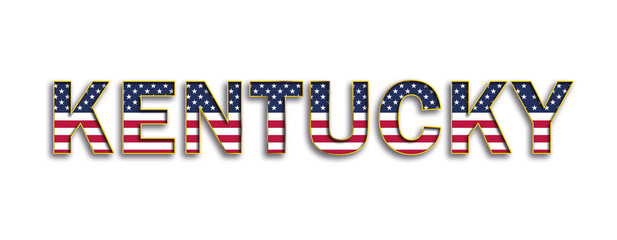 KENTUCKY text whith stars and stripes flag of USA