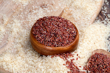 mixed rice of several types before cooking