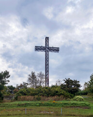 Fototapeta na wymiar Cross on top of Mount Arthabaska, Victoriaville, Quebec, Canada.