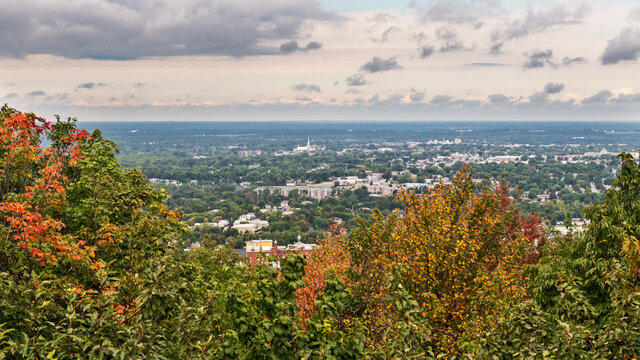 Town of Victoriaville from the mount Arthabasca in Quebec, Canada