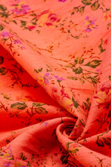 ruby red cotton fabric with floral print. Buy floral prints from independent artists and iconic brands. Texture,