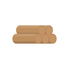 Logs of Trees Icon. Isolated on Green Background. Trendy Flat Style