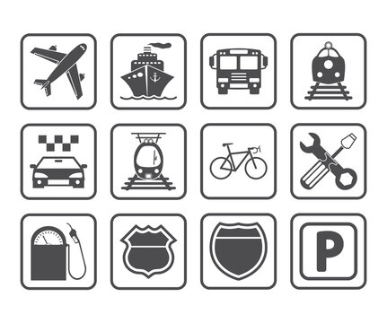 Transportation icons and signs