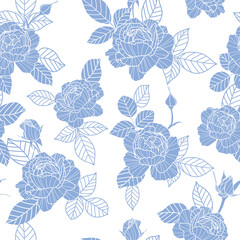 rose flower design - seamless vector repeat pattern, use it for wrappings, fabric, packaging and other print and design projects
