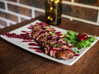 grilled meat with vegetables