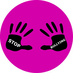 illustration of the stop bullying sign, open hands as a defense against insults