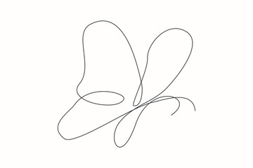 Continuous line drawing of beautiful butterfly. Single one line art of flying abstract butterfly for salon or spa business. Vector illustration
