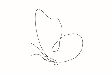 Continuous line drawing of beautiful butterfly. Single one line art of flying abstract butterfly for salon or spa business. Vector illustration
