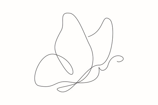 Continuous line drawing of beautiful butterfly. Single one line art of flying abstract butterfly for salon or spa business. Vector illustration